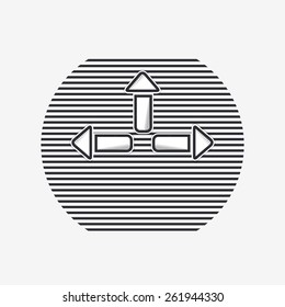 Three arrows icon. Direction indicator. Flat design with shadow. Made in Illustrator vector