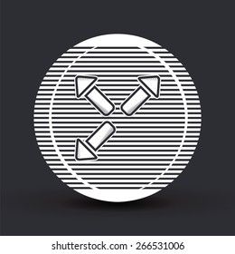Three arrows icon. Direction indicator. Flat design with shadow. Made in Illustrator vector