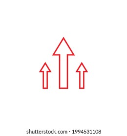 tres flechas hacia arriba icono de línea plano aislado en fondo blanco