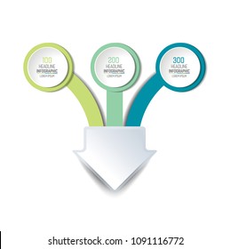 Three Arrows Merging Into One Point. Infographics Chart, Scheme.