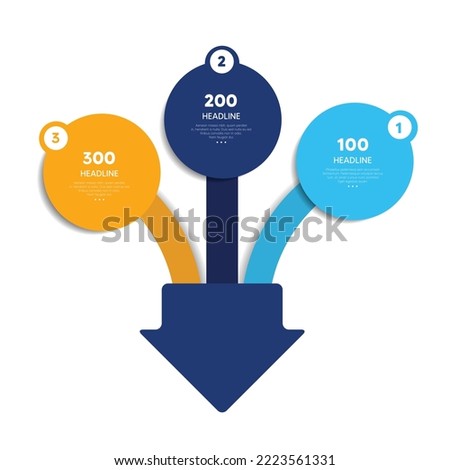 Three arrows merging into one point. Infographics chart, scheme.