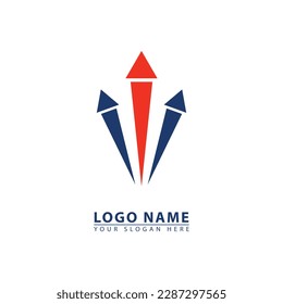 three arrows on business logo icon vector. Abstract graphic in simple flat illustration style.