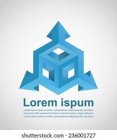 Three arrows on cube design element