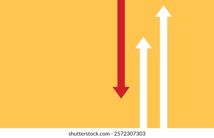 three arrows one against the other. Business background change, different, innovation, idea and goal. against the current background