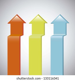 three arrows over gray background. vector illustration