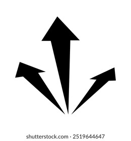 Three arrows point upwards, vector illustration.