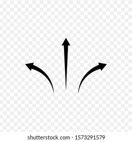 three arrows pointer black web icon flat on white background vector template illustration