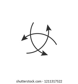 Three arrows pointing in different directions. Choose the way concept. Vector illustration.