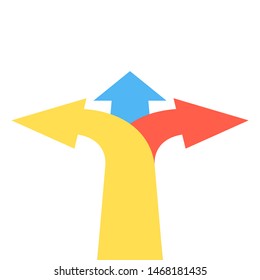 Three Arrows Pointing In Different Directions. Choice The Way Concept. Vector Illustration.