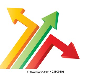 three arrows pointing in different directions - vector image