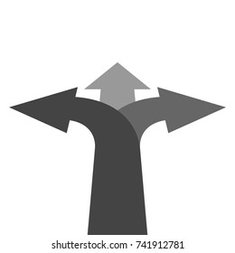 Three Arrows Pointing In Different Directions. Choose The Way Concept. Vector Illustration.