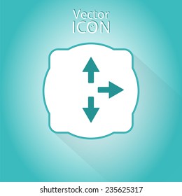 Three arrows. Right direction sign, right back. Flat Design Style. Made in vector