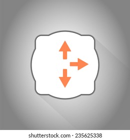 Three arrows. Right direction sign, right back. Flat Design Style. Made in vector