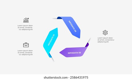 Three Arrows Steps Infographic Chart with Icons and Descriptive Text Layout