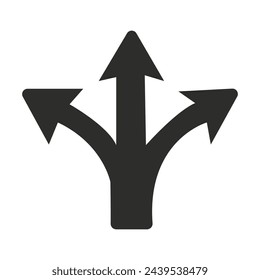 Three arrows symbol pointing in different directions. Choice icon, the way concept. Vector icon. Vector illustration. Eps file 168.