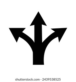 Three arrows symbol pointing in different directions. Choice icon, the way concept. Vector icon. Vector illustration. Eps file 167.