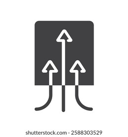 Three arrows symbolizing suction, vector, icon.