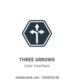 Three arrows vector icon on white background. Flat vector three arrows icon symbol sign from modern user interface collection for mobile concept and web apps design.