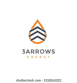 Three arrows with water drop logo design - Vector