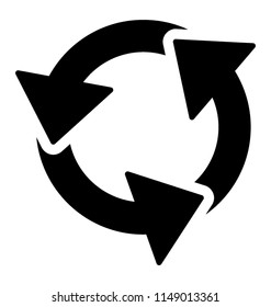 
Three arrows where each head attached with the end of the other, icon for recycling symbol 
