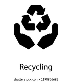 Three arrows where each head attached with the end of the other, icon for recycling symbol 