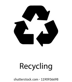 Three arrows where each head attached with the end of the other, icon for recycling symbol 