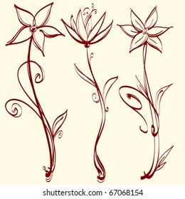Three artistic flowers