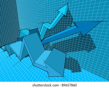 three ascending/rising arrows in business diagram