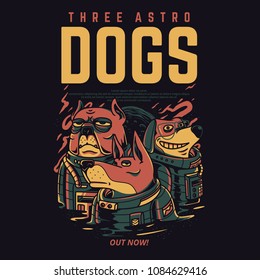 Three Astro Dogs Illustration