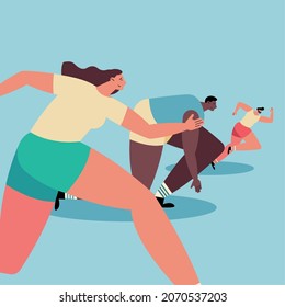 three athletes running avatars characters