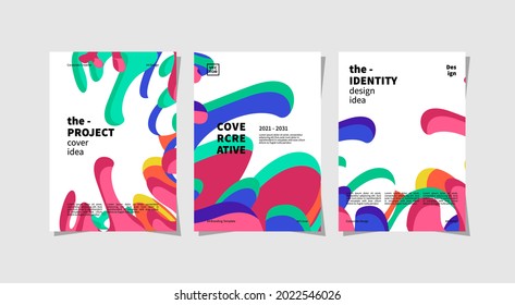 Three attractive colorful designs, suitable for marketing and introduction of a creative agency, can also be for cover book, flyers, banners, and more. vector design editable.