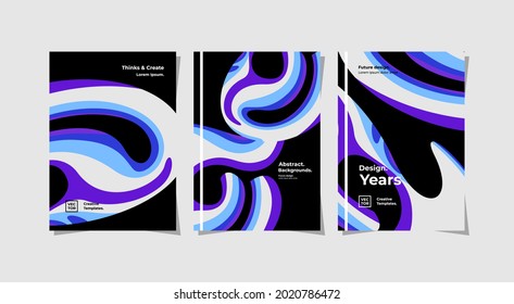 Tres atractivos diseños, adecuados para la comercialización e introducción de una agencia creativa, también pueden ser para portadas, volantes, banners y más. diseño vectorial editable.