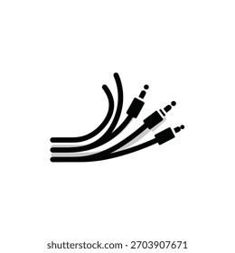 Three audio cables with jacks are depicted in a stylized, graphic illustration.