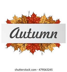 Three autumn banners with colorful leaves vector. Autumn frame