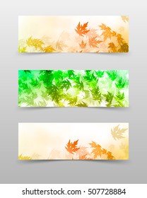 three autumn banners with colorful leaves Vector
