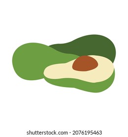 Three avocado fruit flat vector icons, design illustration