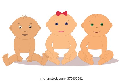 Three baby of different nationalities