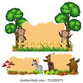 Three background with animals in the park illustration