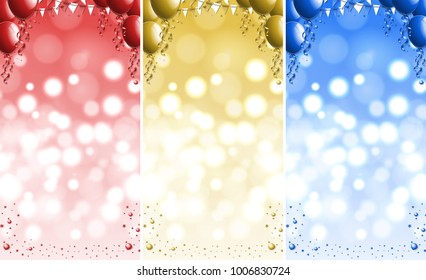 Three background templates with balloons illustration