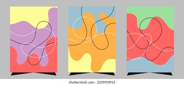 three backgrounds with different styles, with black and white lines running through the background to make the background look even more sweet and abstract