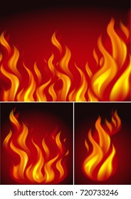 Three backgrounds with fire illustration