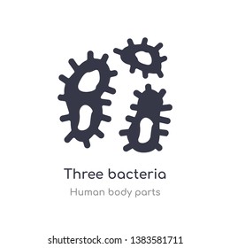 three bacteria outline icon. isolated line vector illustration from human body parts collection. editable thin stroke three bacteria icon on white background