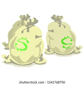 Three bags of money isolated on a white background.