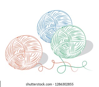 three ball of yarn vector