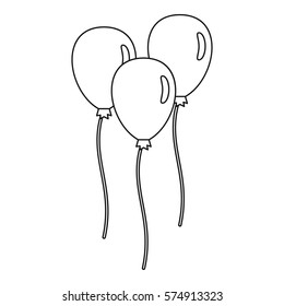Three ballloons icon. Outline illustration of three ballloons vector icon for web