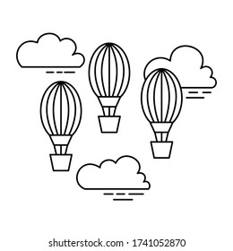 three ballons and three clouds outline design