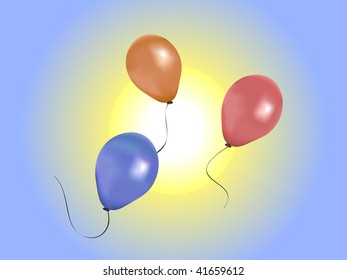 three balloon on the sky