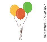 Three Balloon Vector Illustration, Party Cluster Illustration. Balloon Graphic, Festive Party Decoration Icon. Party Balloons Clipart, Helium Balloon Bunch