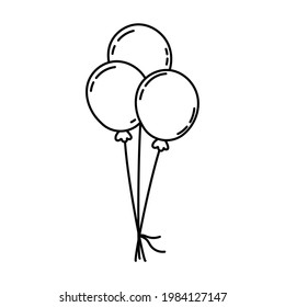 Tres globos para la celebración de la fiesta. Ligera. Icono de código de barras modificable. Ilustración del vector