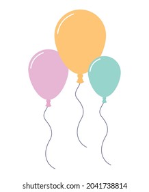 three balloons design over white